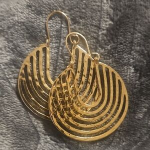 Anthropologie Shimmering Gold Sculptural Hoop Earrings